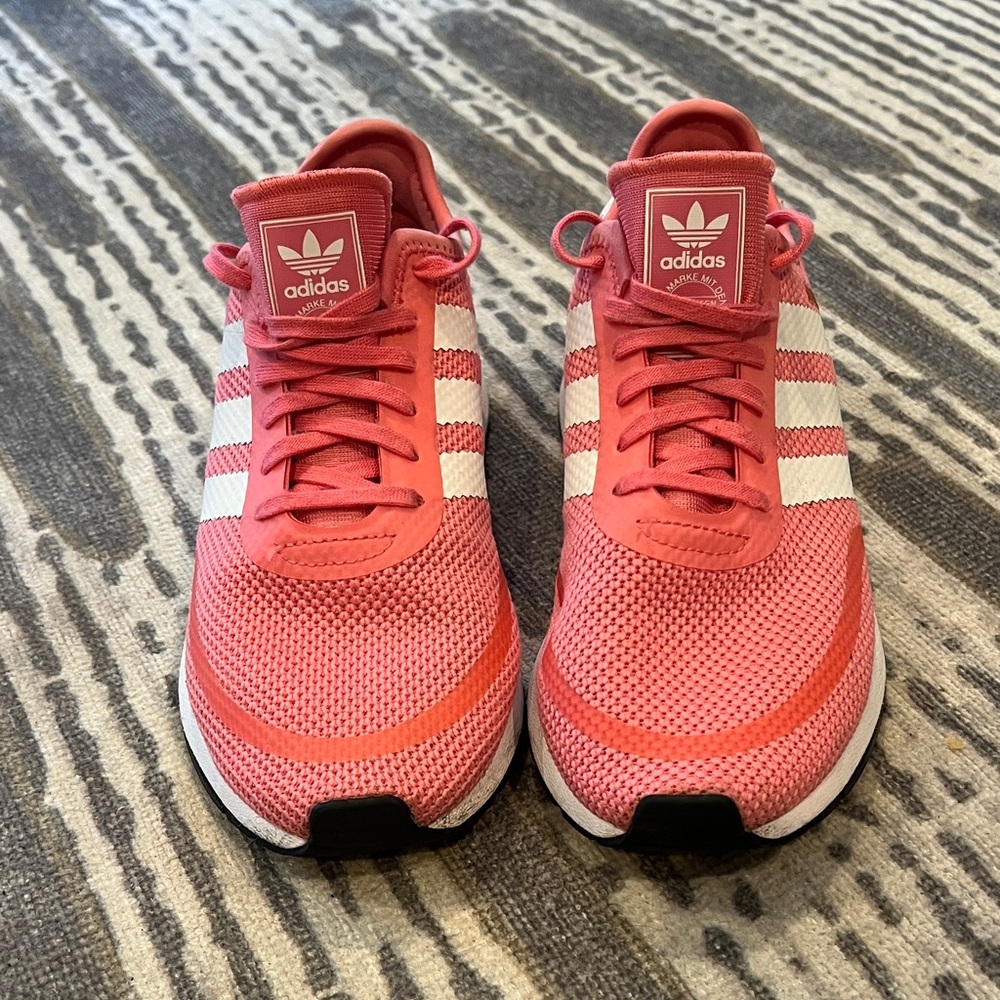 Adidas Women's Coral and White Sneakers